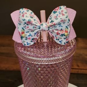 Winnie The Pooh and Piglet Pink Bow Straw Topper